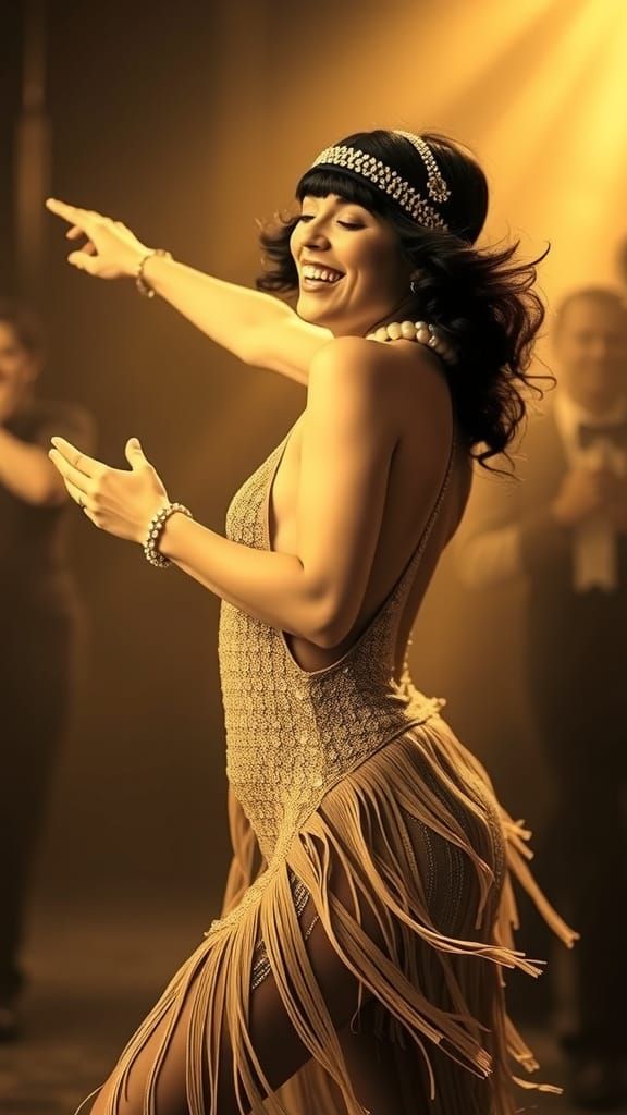 Vintage Flapper Girl in Jazz Age Dance
