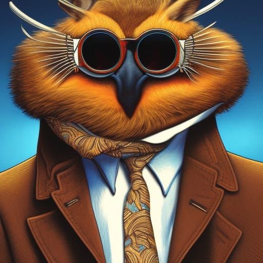 Well-Dressed Bird with Stylish Eyewear in Comic Art Style