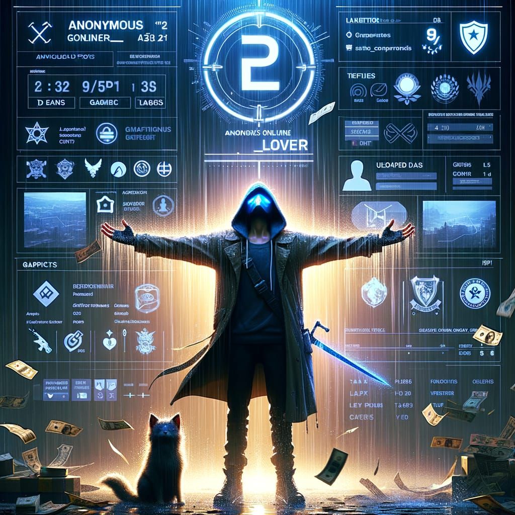 Triumphant Gamer Digital Poster with Glowing Sword