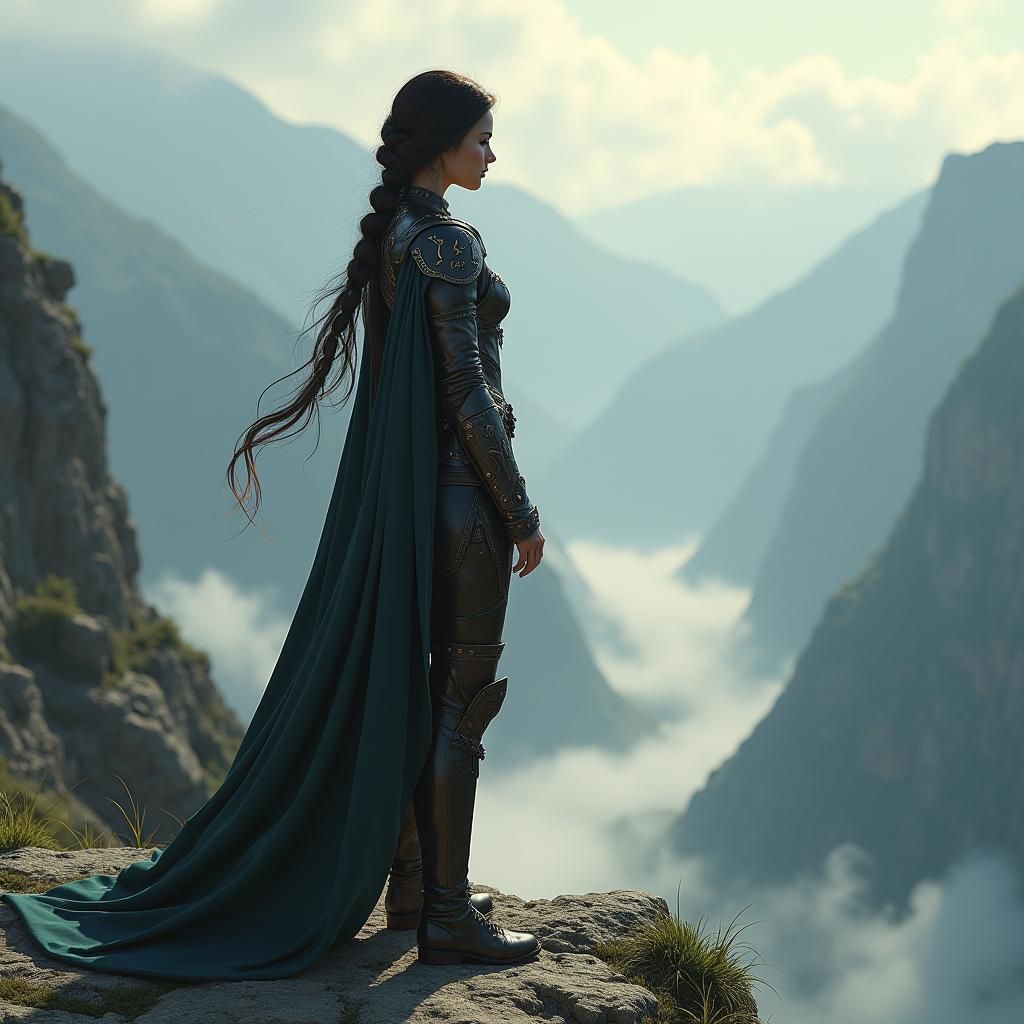 Ethereal Woman in Mountain Pass, Matte Painting