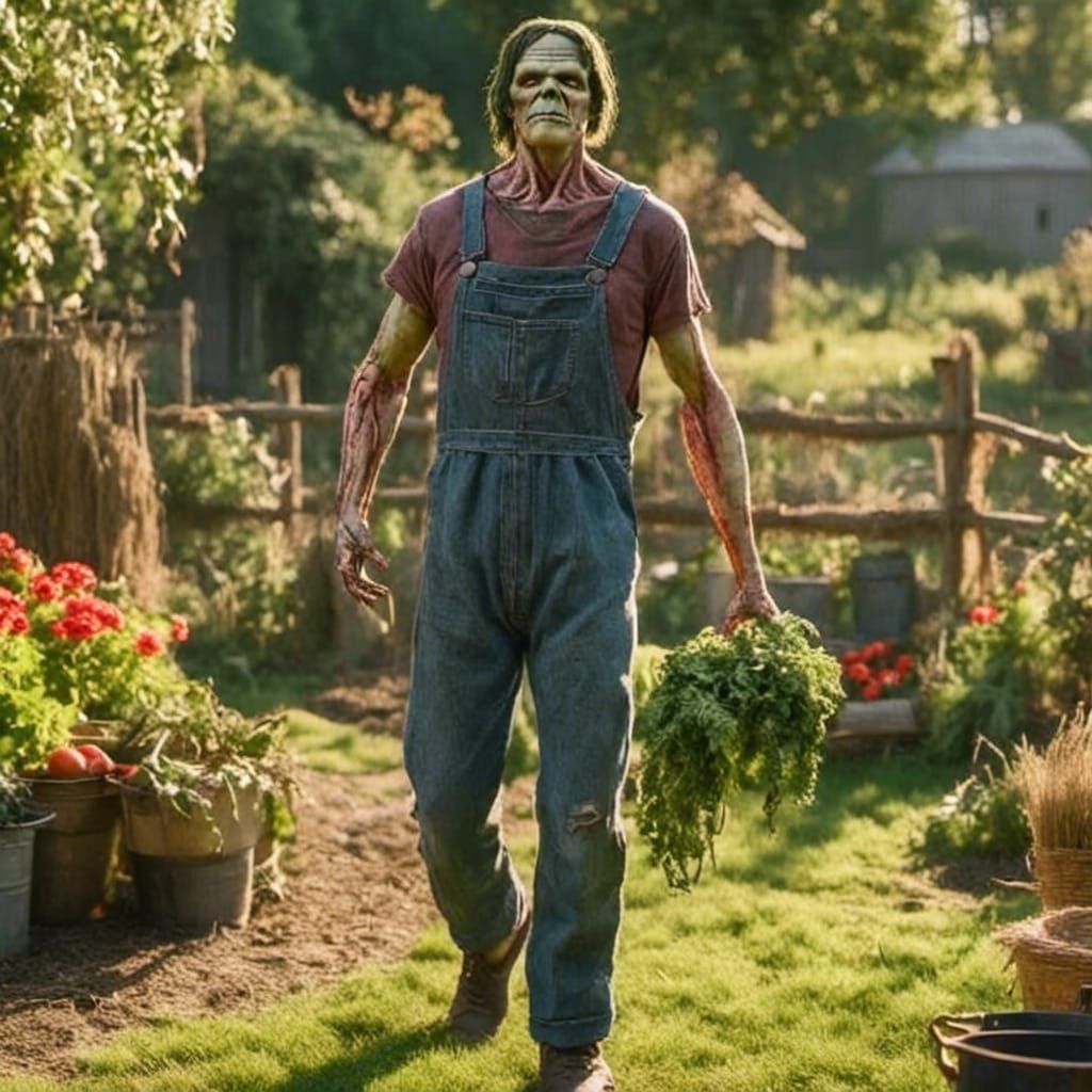 Smiling Gardener in a Sunny, Vibrant Oil Painting