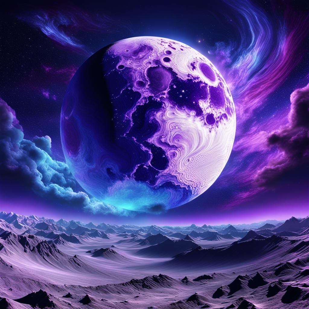 Cosmic Surrealism: Astral Moon in Space