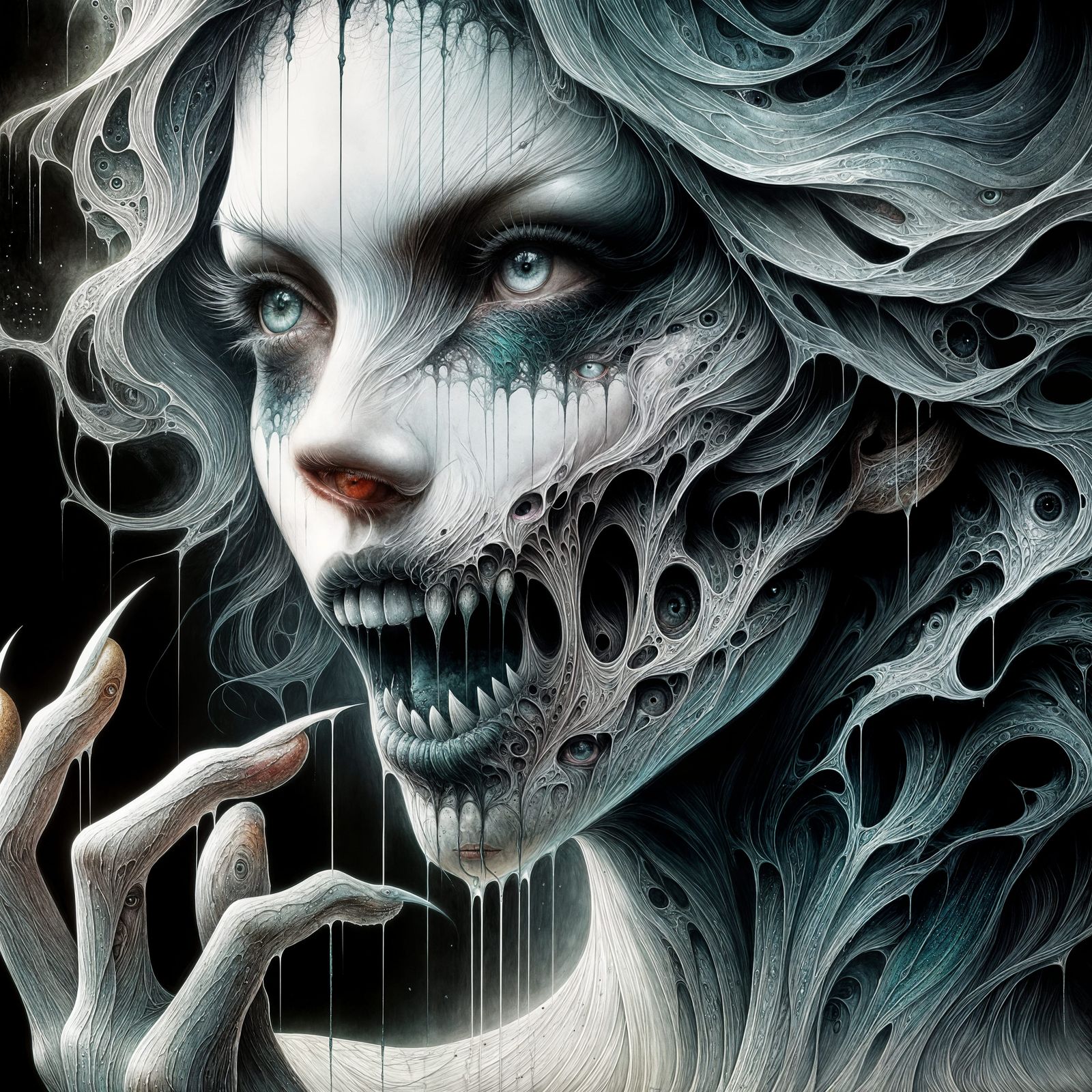 Surrealist Horror Portrait in Dystopian Style