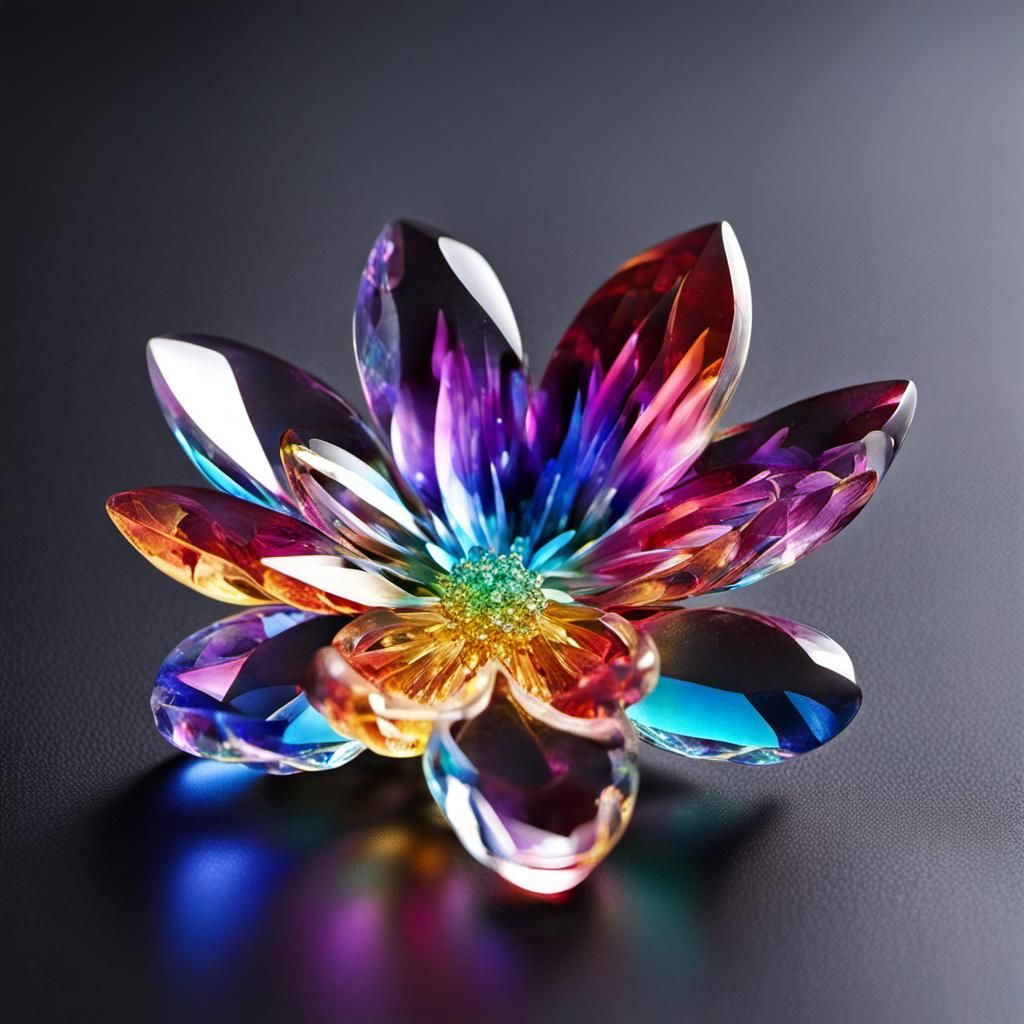 Colorful Crystal Flower Digital Art