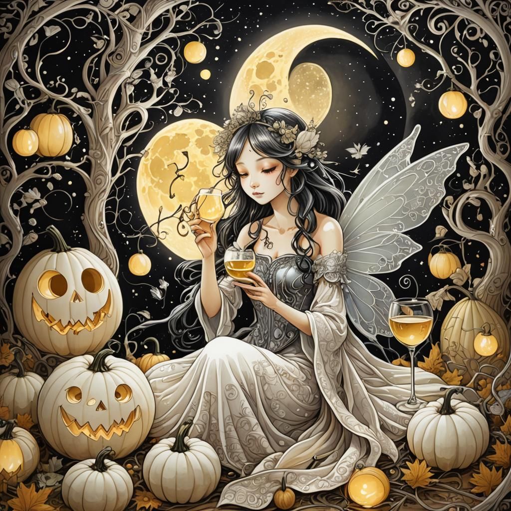 Glowing Fairy Wine in Whimsical Anime Art