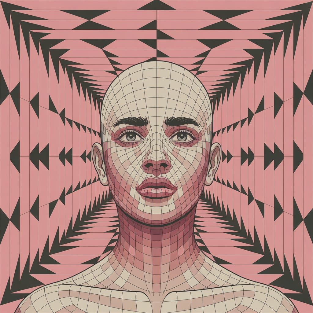 The Agony of Her Soul Caught in a Moment of Dramatic Pause as She Realises Something About a Vanishing Point Trompe L'oe...