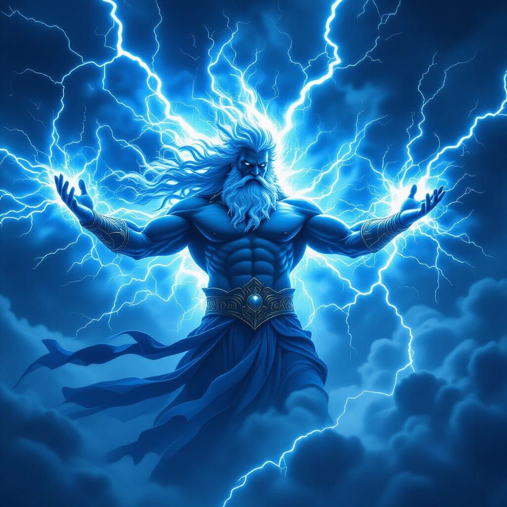 Zeus Made of Water and Lightning