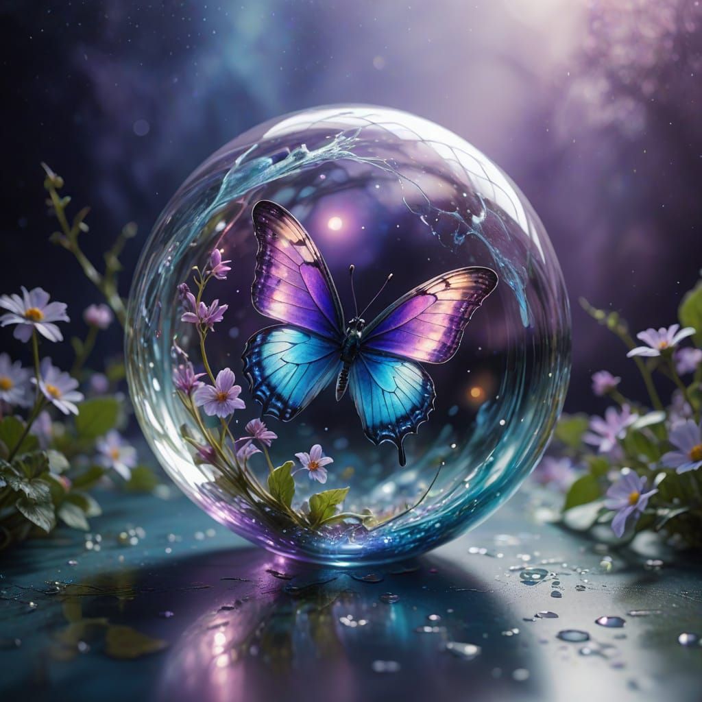Dreamy Glass Orb in Whimsical Impressionistic Style