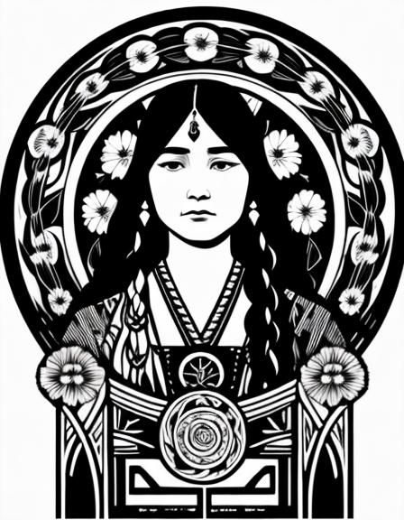 Native American Woman in Art Nouveau Style