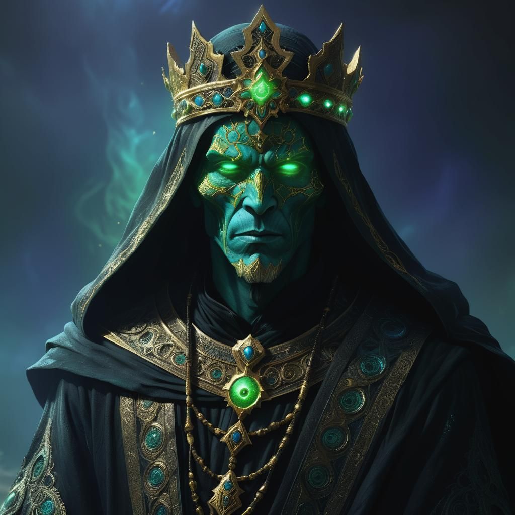 Desert Necromancer King Portrait in Ethereal Lighting