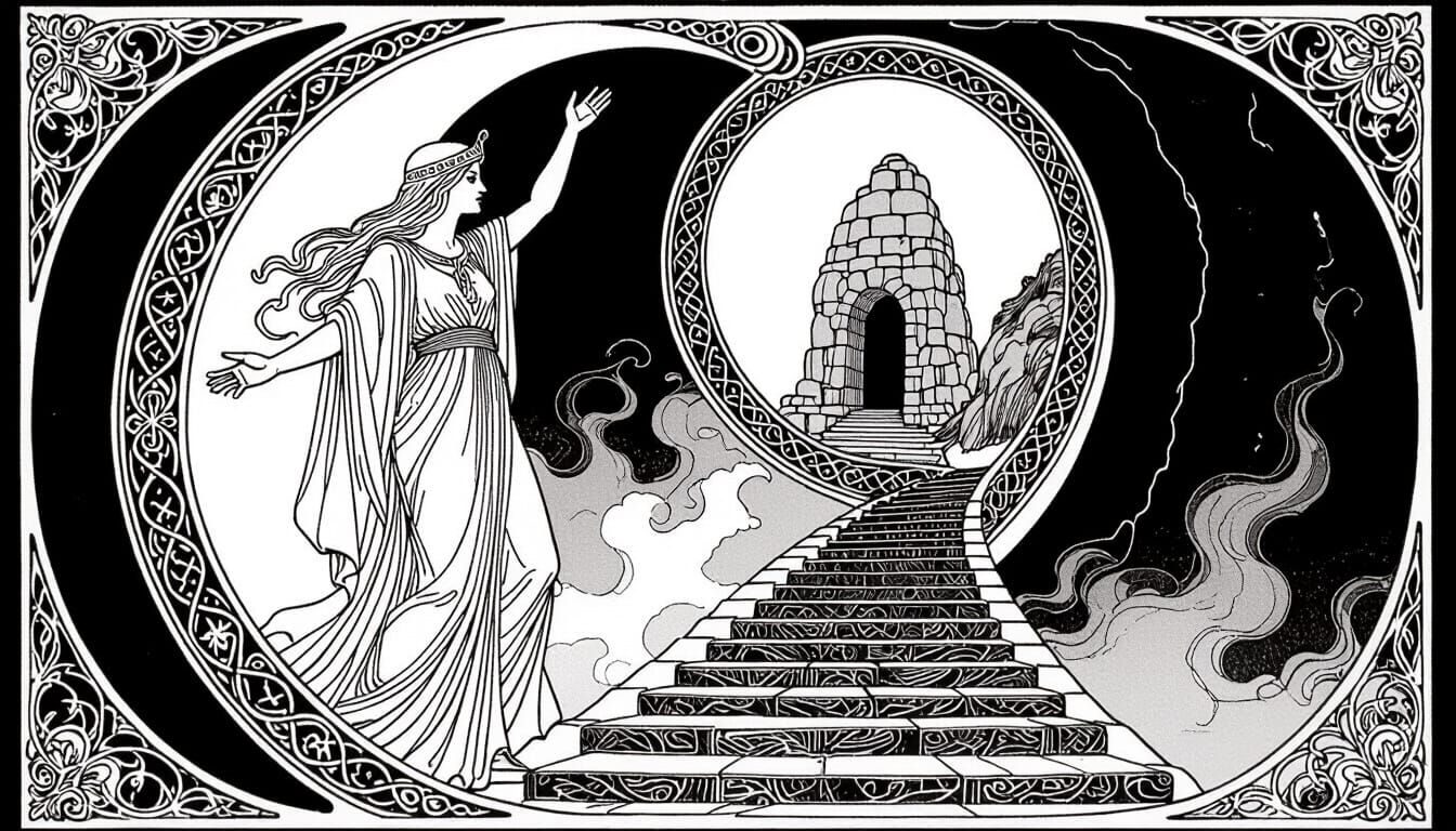 High Priestess Tarot Card in Art Nouveau Style