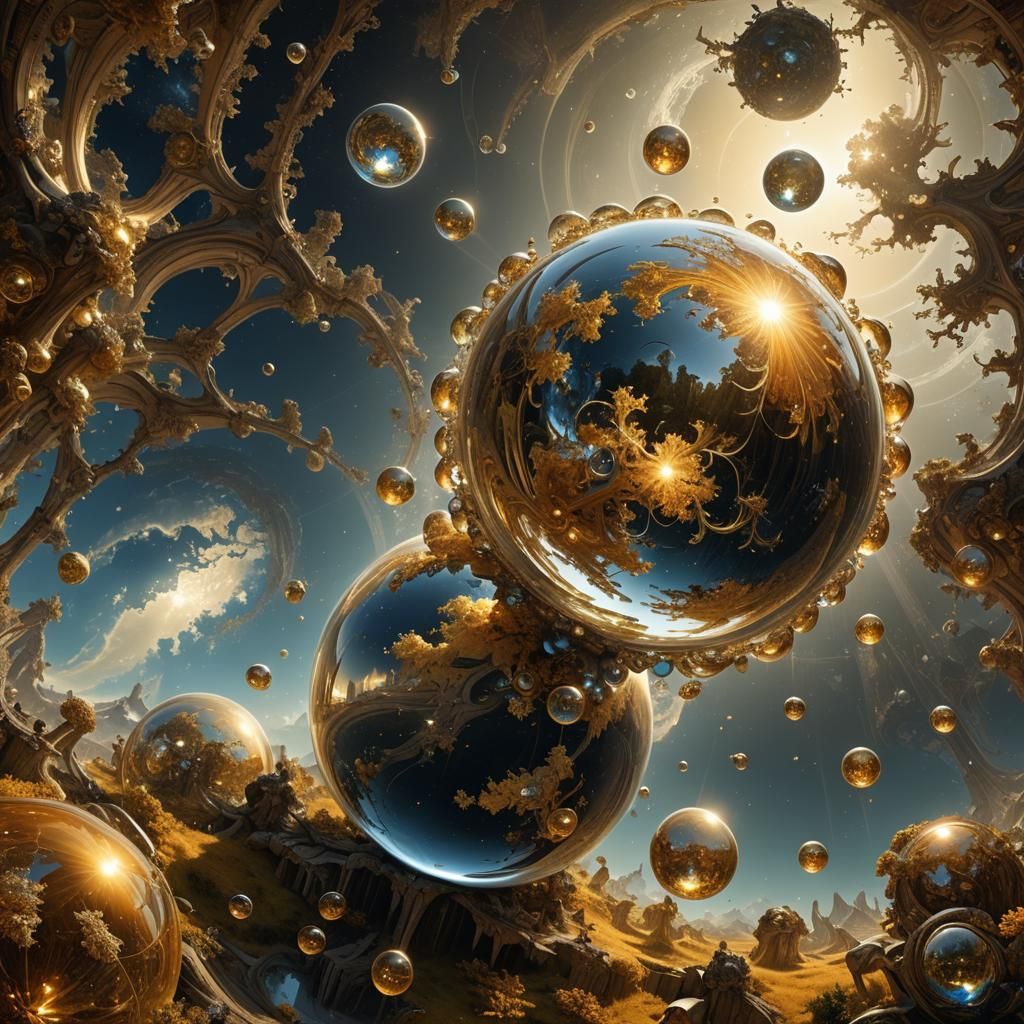 Hyperrealistic Fractal Orb with Golden Light