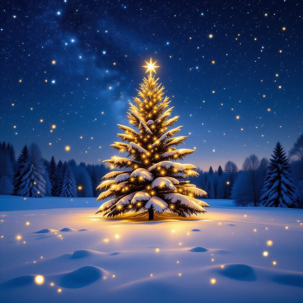 Breathtaking Starry Snowy Night Sky