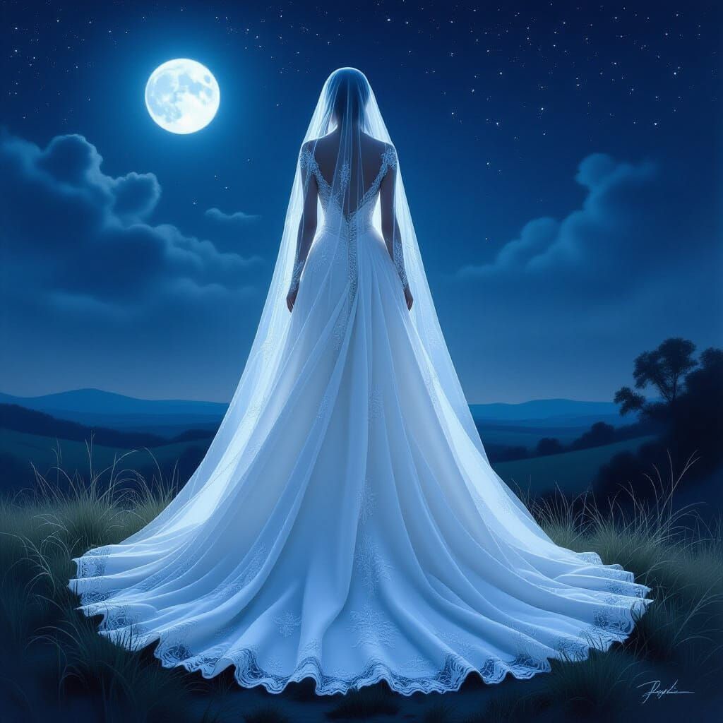 Ethereal Spider Web Wedding Dress in Moonlight