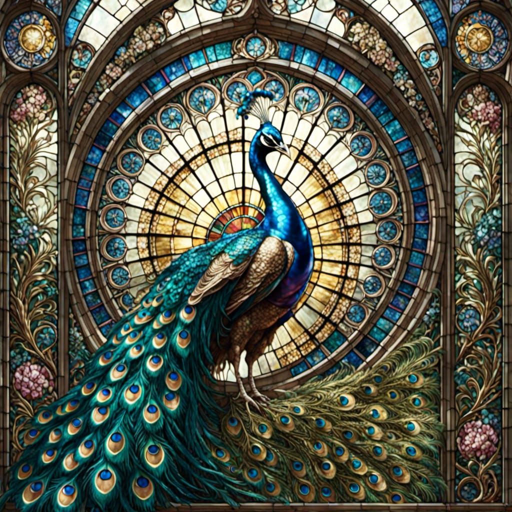 Stained Glass Peacock Art
