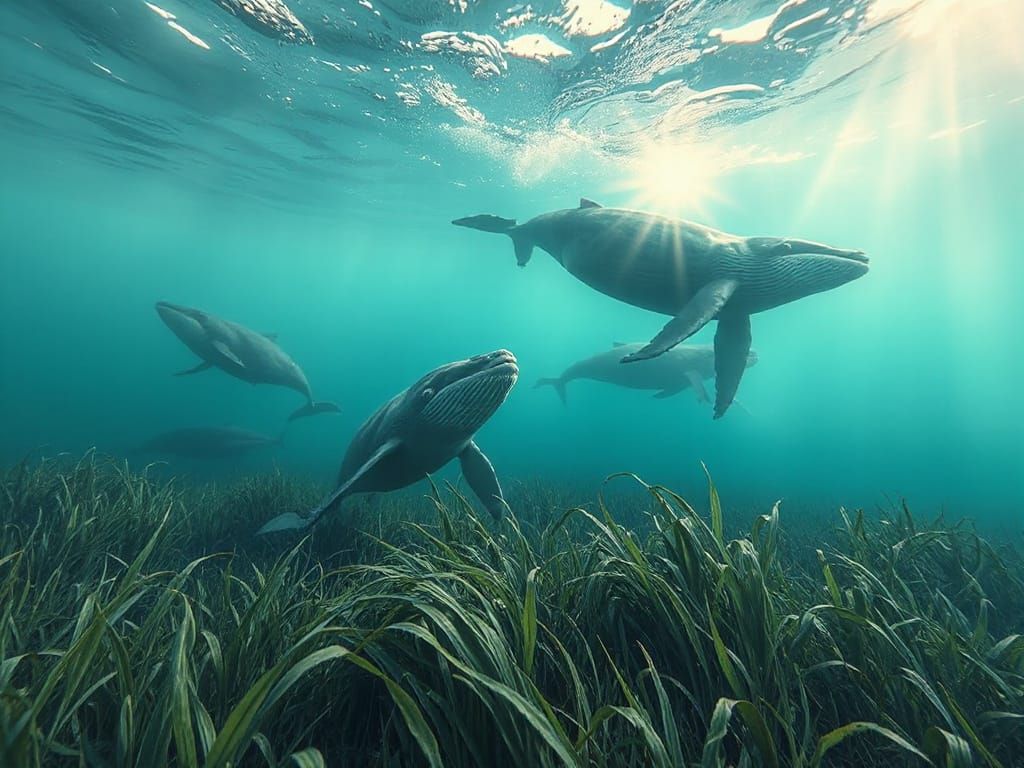 The sky is the ocean. The whales are flying. The lawn is swi...