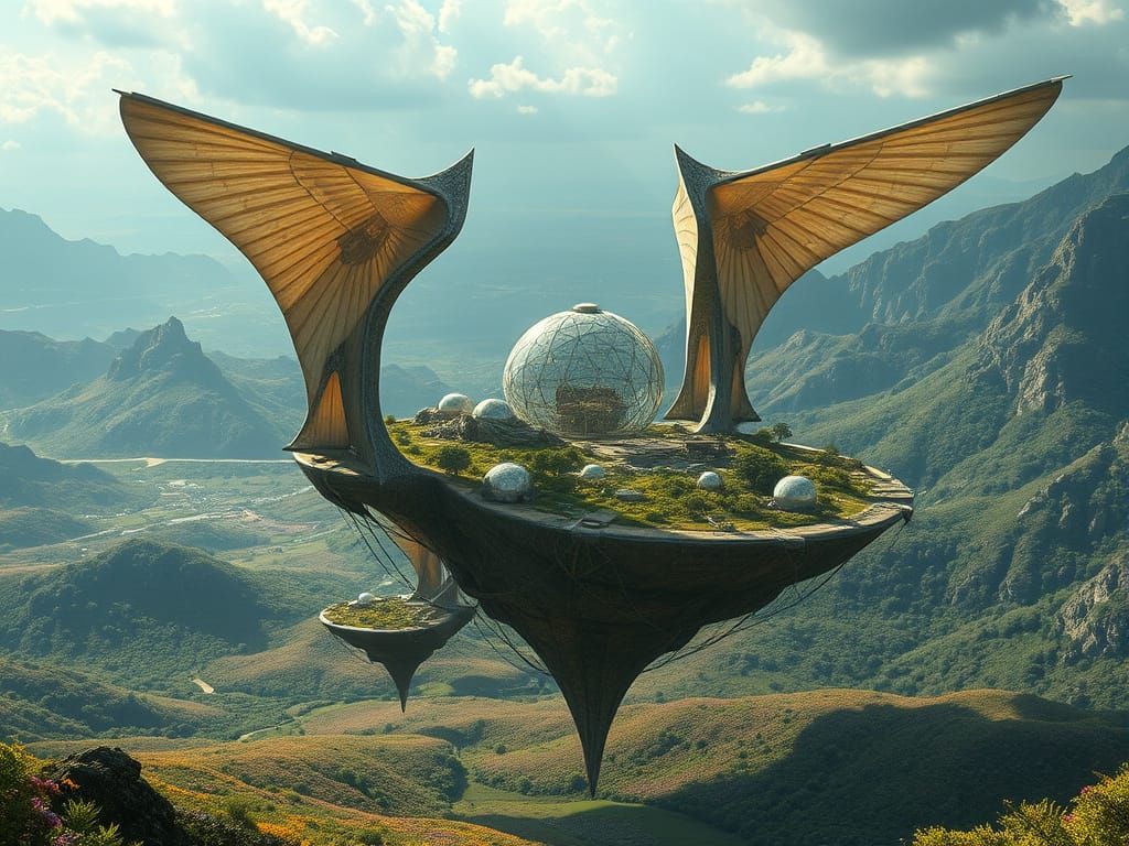 Flying Island Fantasy Arcology Biosphere Time-Mind Continuum