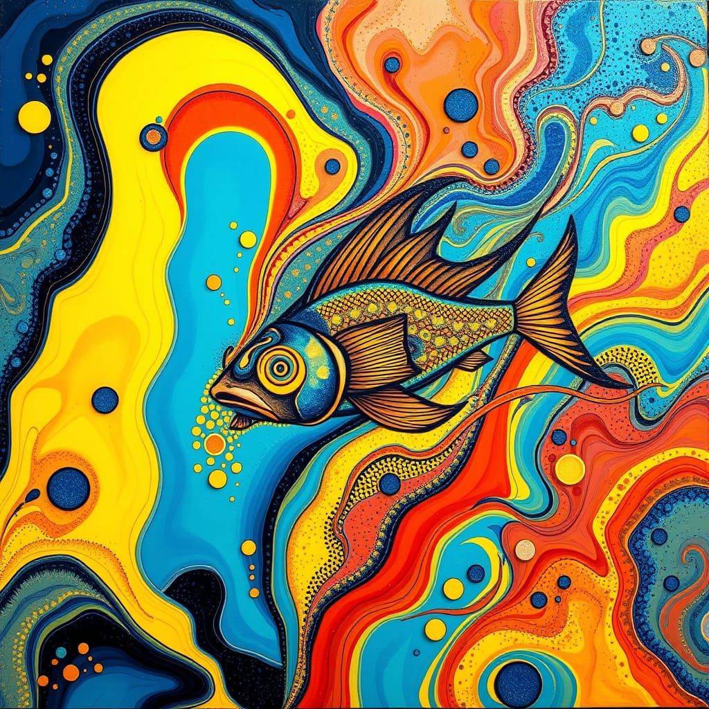 Surreal Fluid Art Depicting Vibrant Underwater World