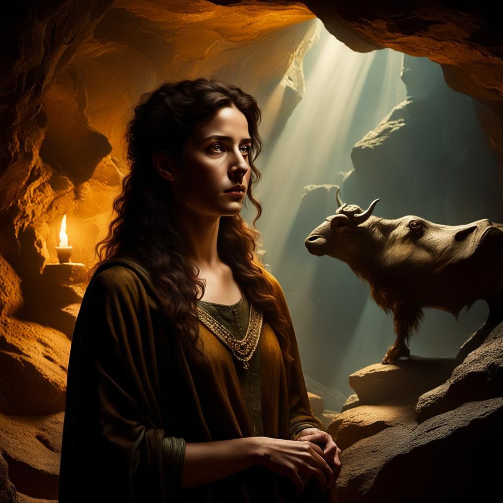 La Katrina and Minotaurus in Ancient Cavern