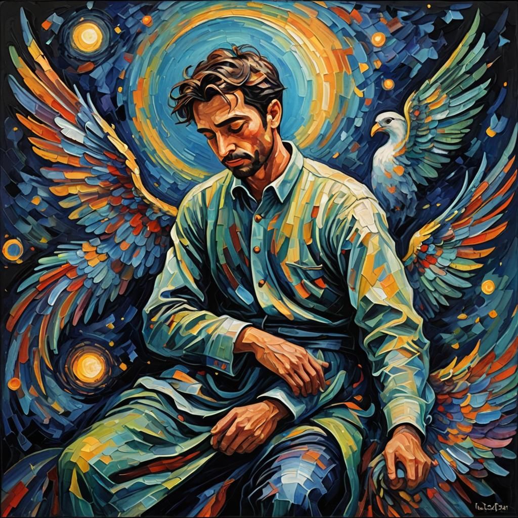 Surreal Levitation Dream in Expressionist Oil Painting