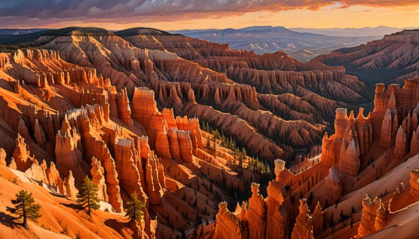 Bryce Canyon Sunset: Watercolor Sandstone Majesty