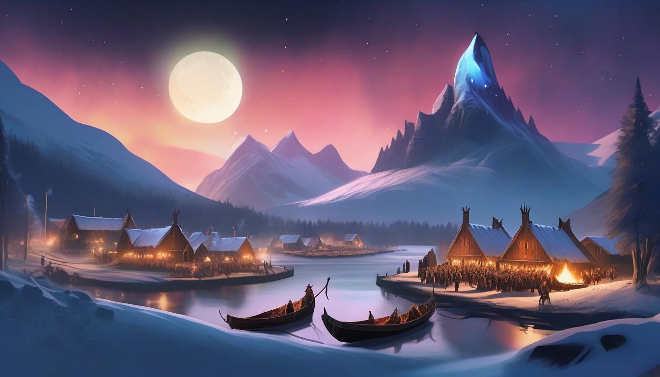 Viking Village Festival Under Northern Lights