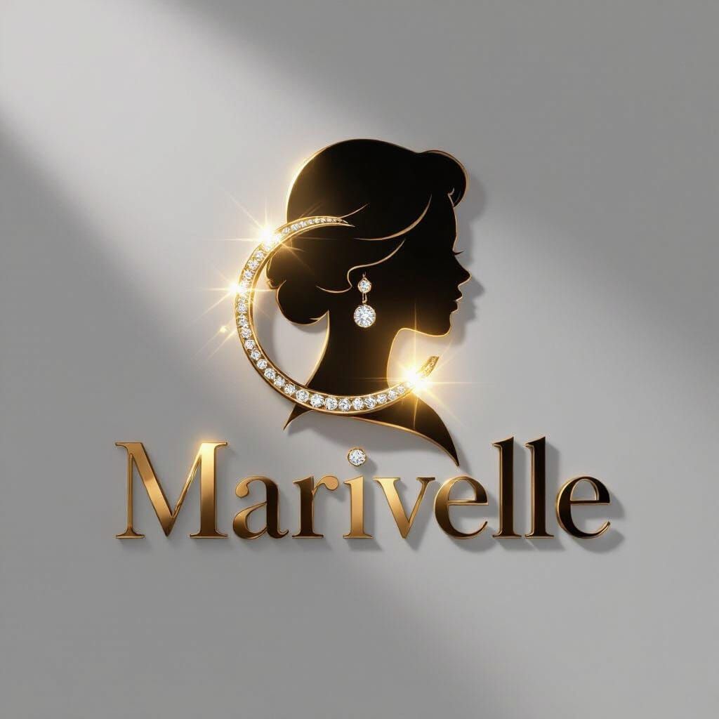 Elegant Gold Marivelle Logo with Woman's Silhouette