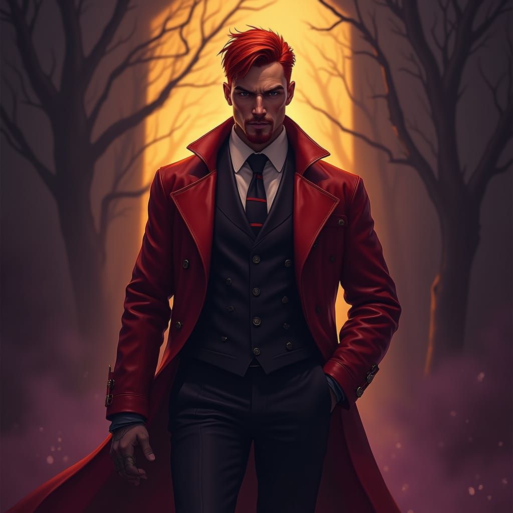 Intricate Portrait in Dark Fantasy Art Nouveau Style