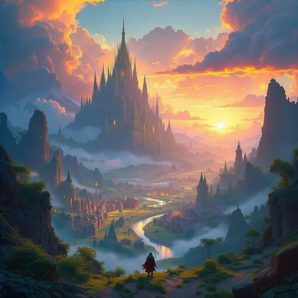 Epic High Fantasy Landscapes in Maximalist Digital Matte Pai...