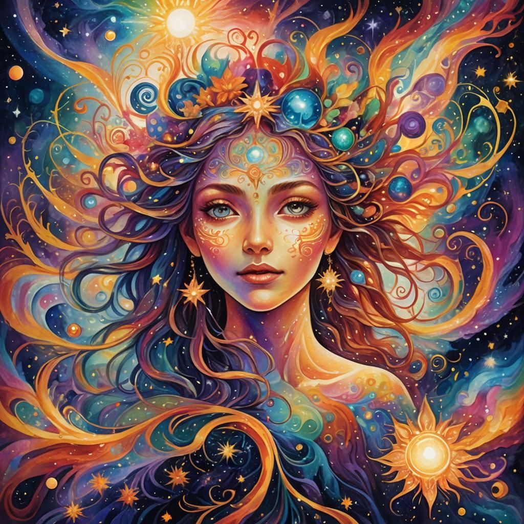 Visionary Astral Cosmic Illustration with Love