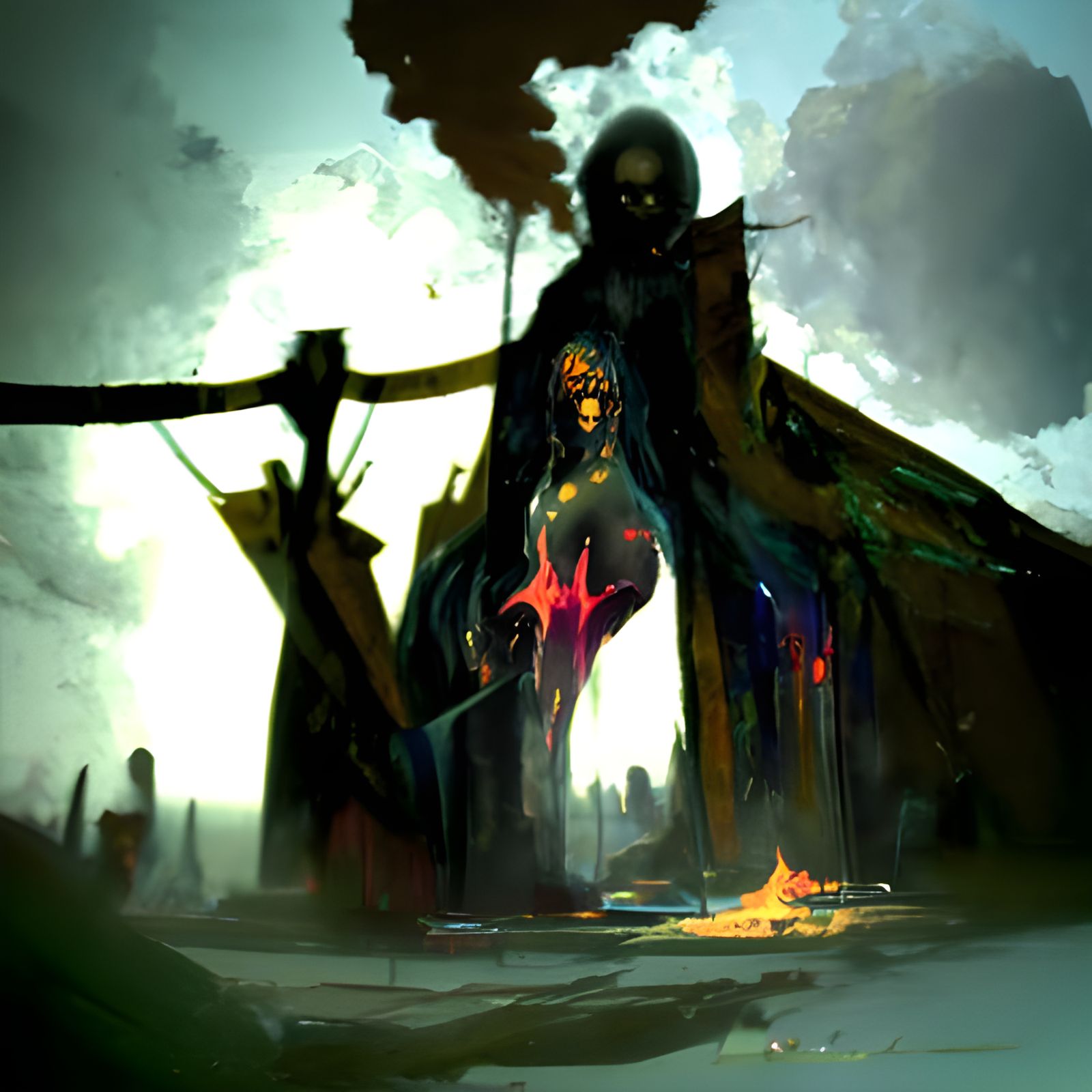 Sinister Hellfire Astral Illustration in Mixed Media