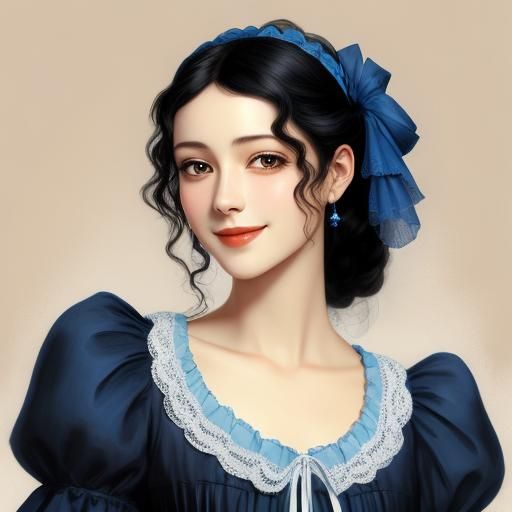 Beautiful French Woman in 19th Century Splash Art