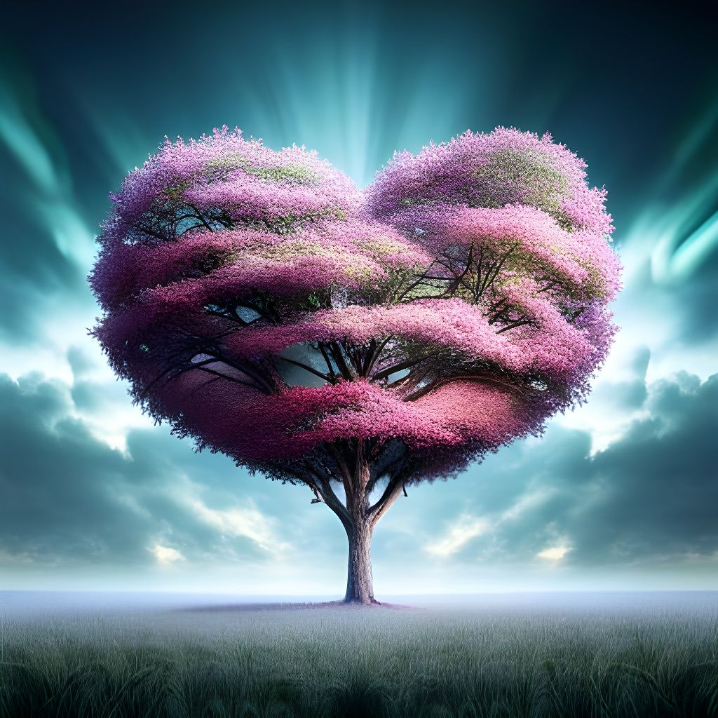 Heart-Shaped Apple Tree in Digital Matte Painting