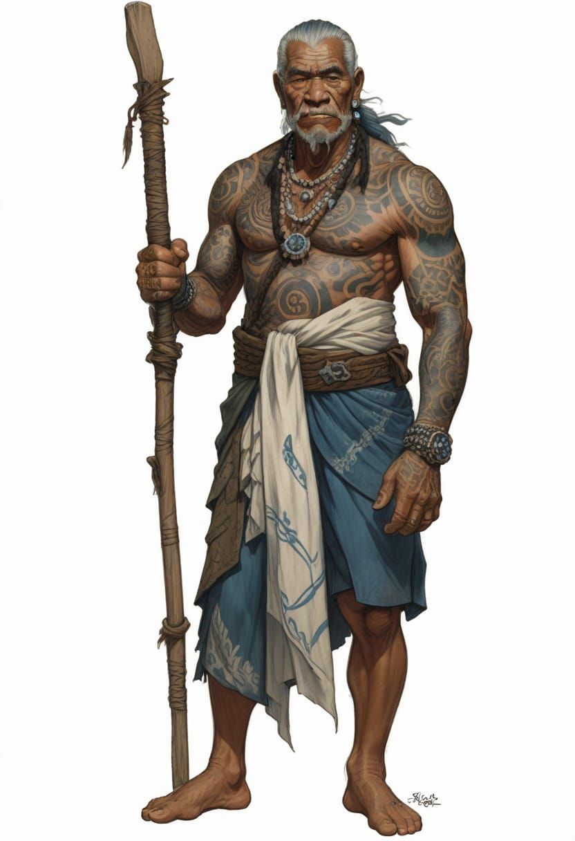 Polynesian Sea Shaman in Heroic Fantasy Style