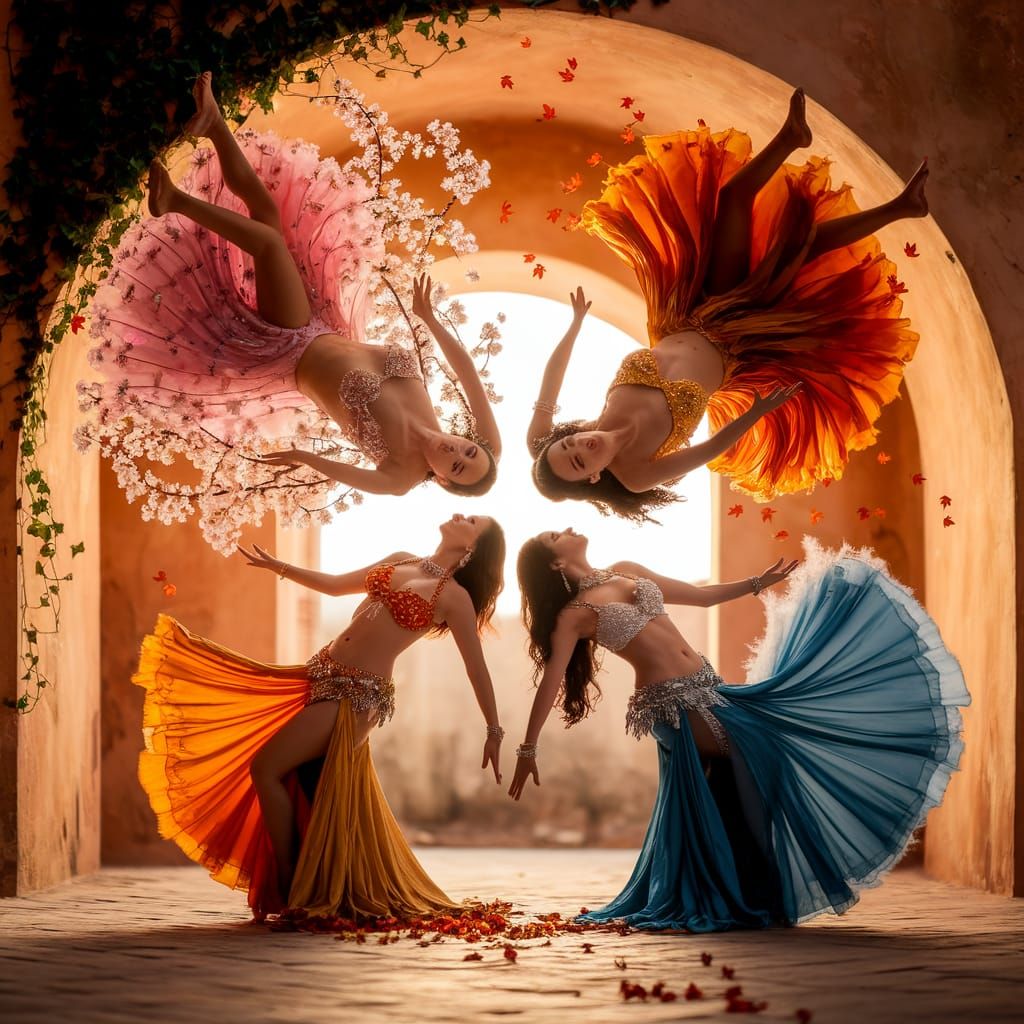 Four Season Belly Dancers in Golden Hour Light
