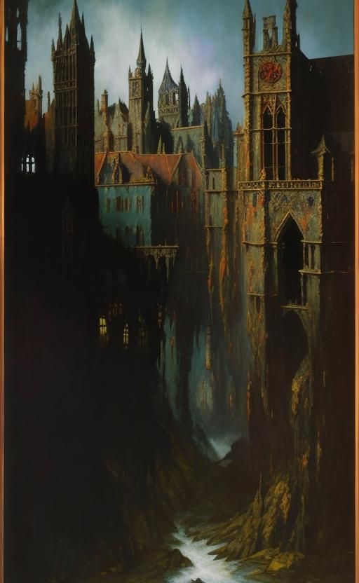Gormenghast: Expressionist Surreal Oil Painting