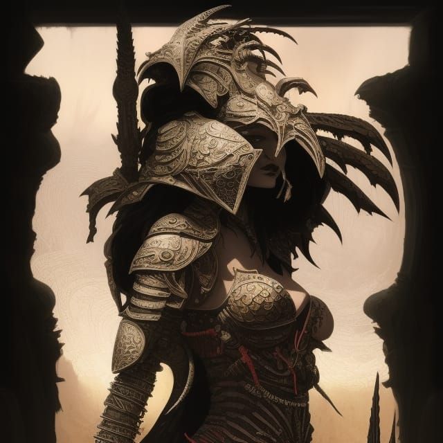 Elf Warrior in Desert Wasteland, Dark Fantasy Art