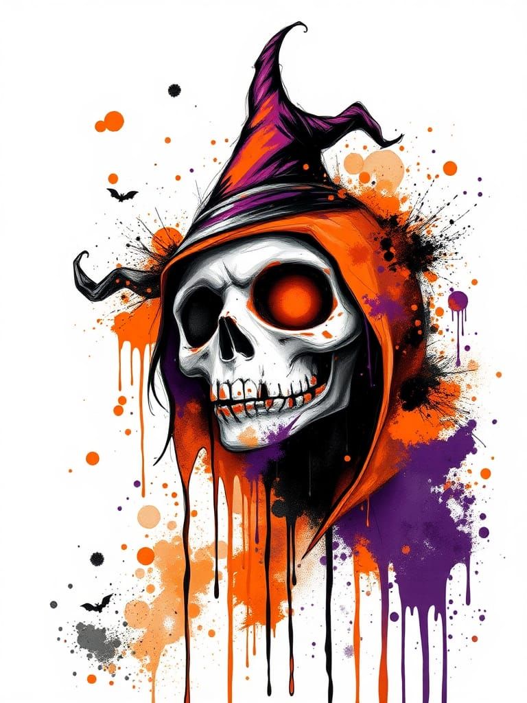 Abstract Halloween Personification in Splatter Art