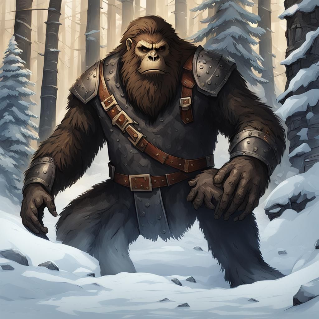 Bigfoot in Leather Armor: Fantasy Concept Art