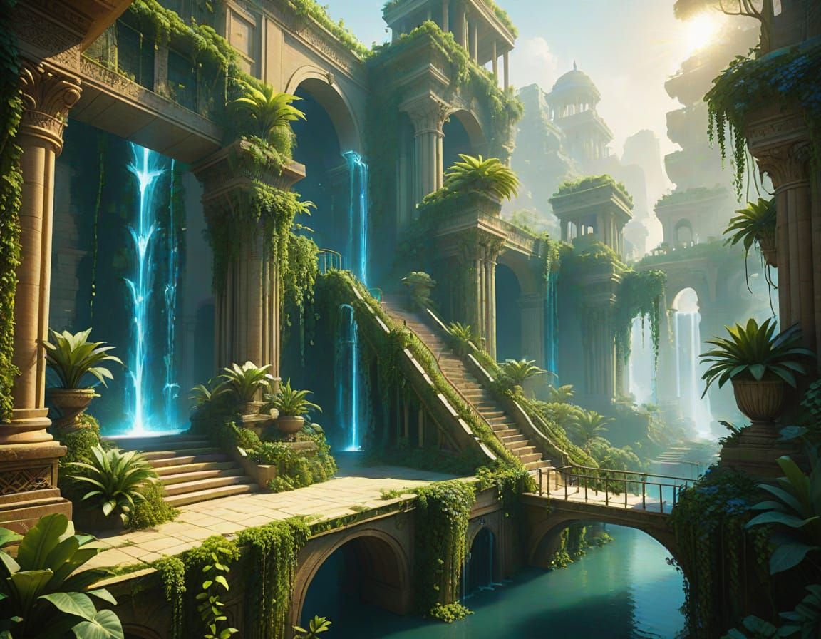 Fantasy Hanging Gardens of Babylon Concept Art
