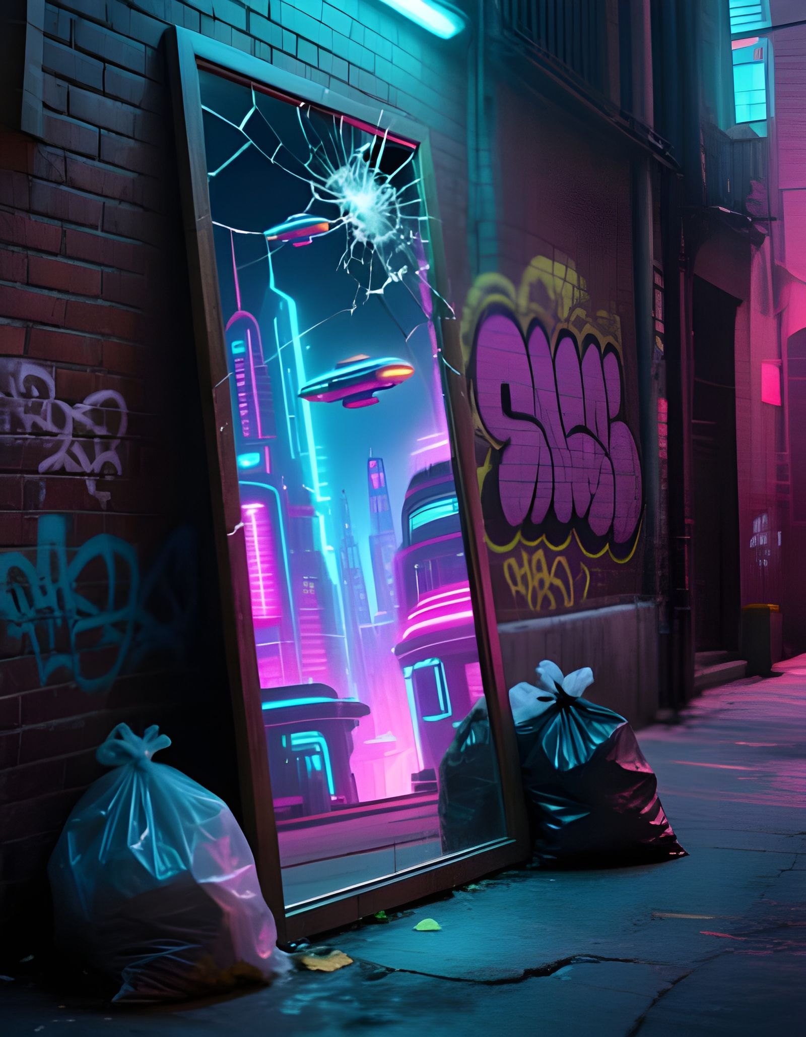 Cyber City Portal in Cracked Mirror