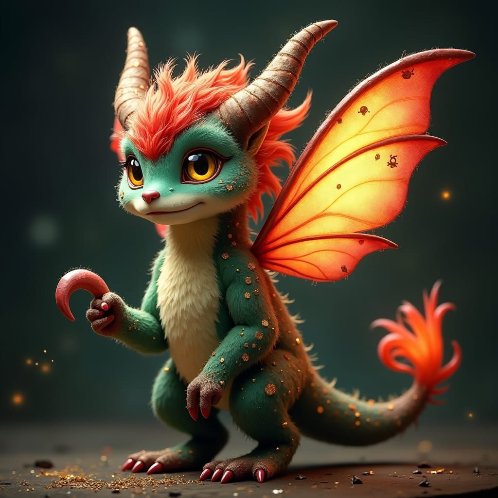 Mystical Fairy-Pirate Creature with Iridescent Wings