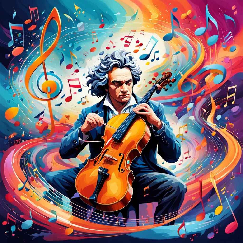 Fantasy World of Swirling Music Notes