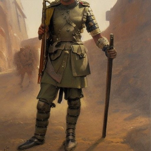Modern Roman Soldier in Oil Painting Style