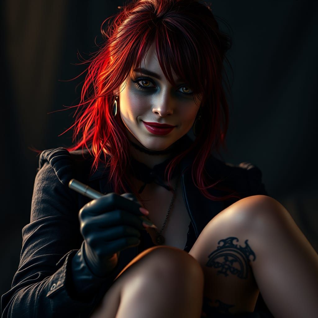 Gothic Vampire Hunter Tattoo Art in Dark Fantasy Style