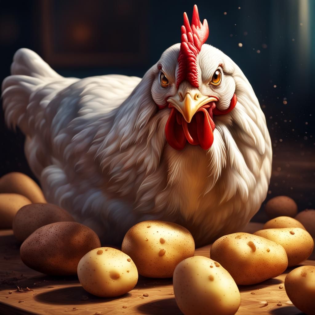 Hyperrealistic Chicken Lays a Potato
