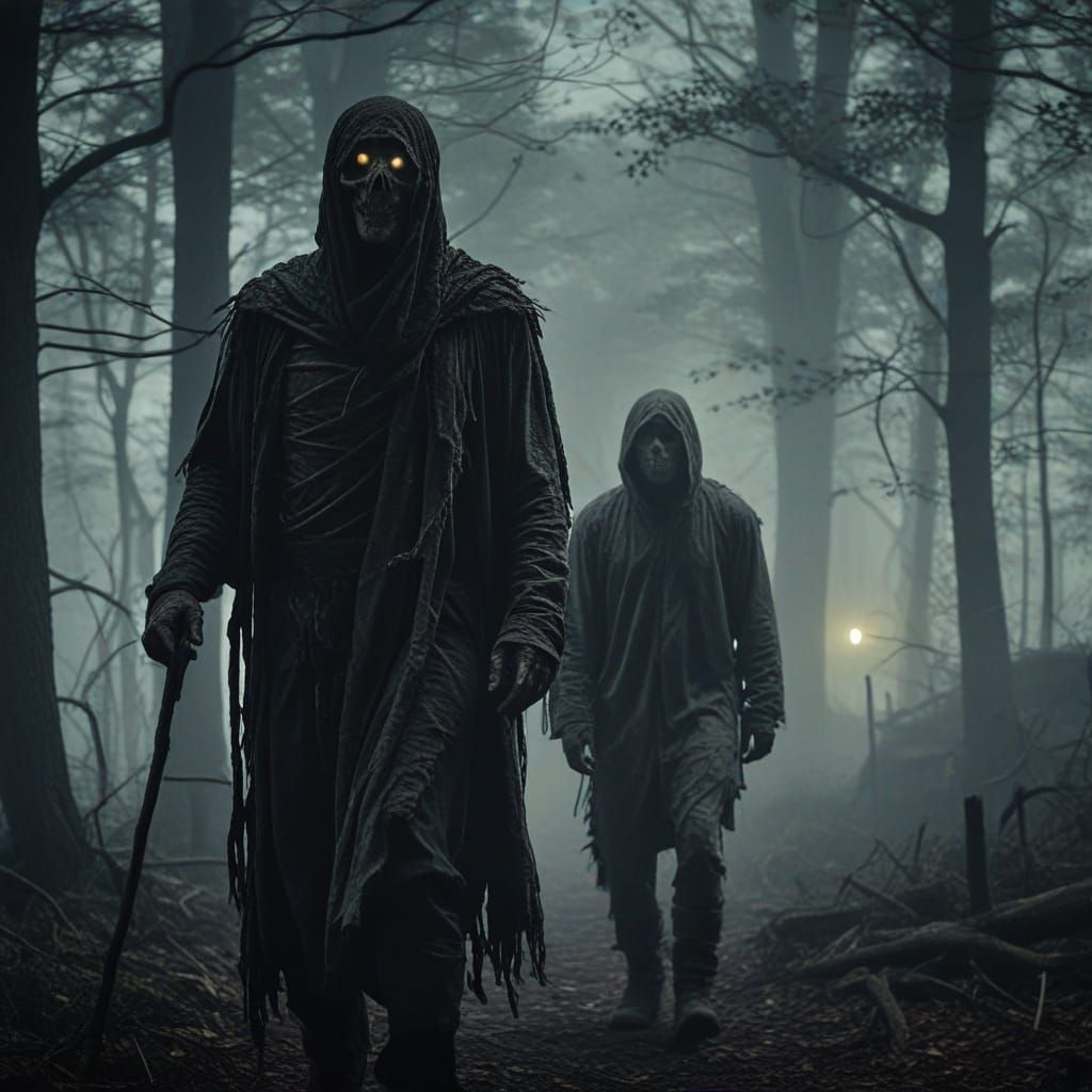 Rotting Mummy Pursues Man in Dark Fantasy Art