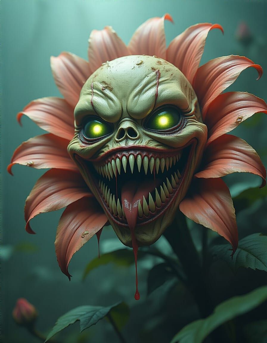Alien Flower Creature in Digital Painting Style