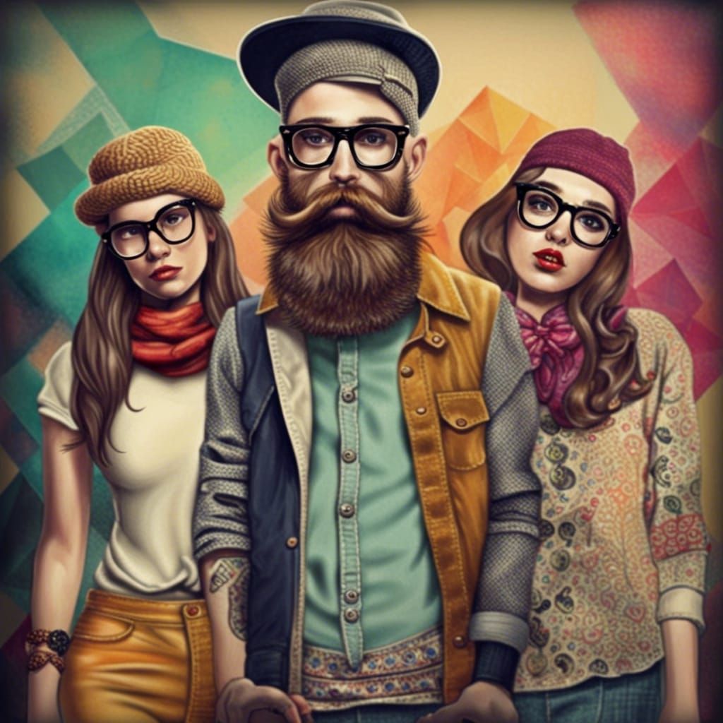 Hipster Culture in Hyperrealistic Splash Art