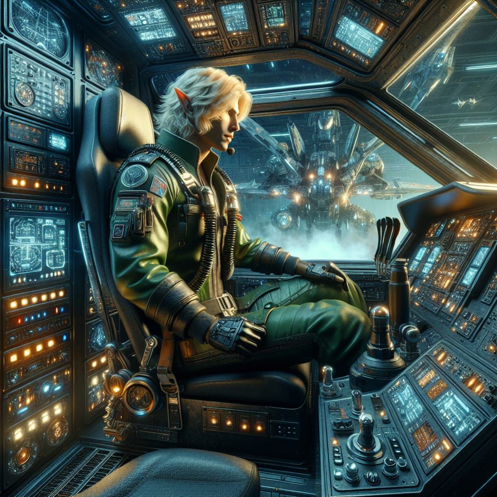 Blond Elf Pilot in Advanced Battle Mech
